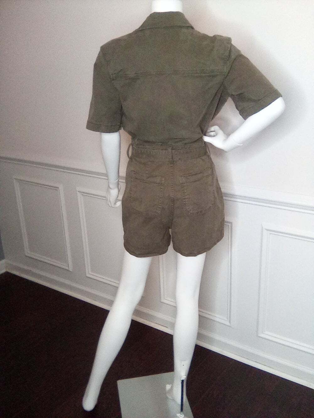 NEW Universal Thread Short Sleeve Denim Romper Olive Green Size 4 Jumpsuit - Picture 13 of 16